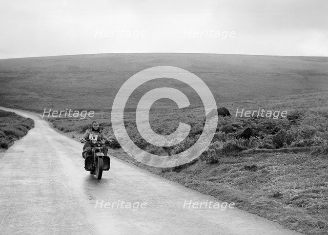 1208 cc Harley-Davidson of FJ Sturley, winner of a bronze award at the MCC Torquay Rally, July 1937. Artist: Bill Brunell.