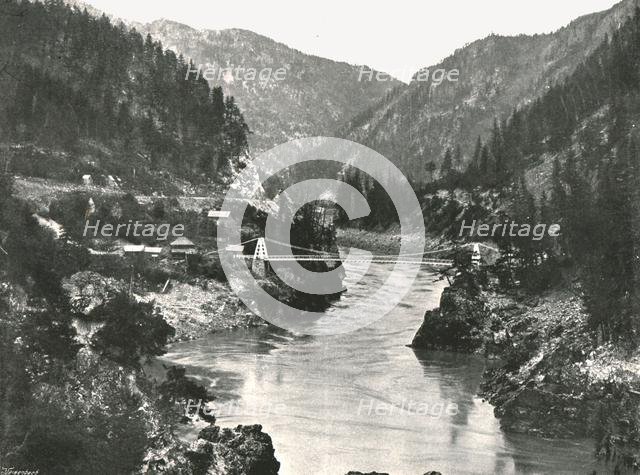 The Rockies: the Frazer Canyon and Cariboo Road Bridge, near Spuzzum, Canada, 1895.  Creator: William Notman & Son.