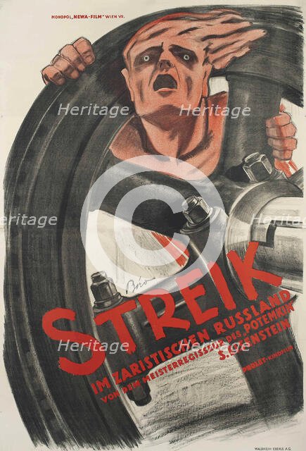Movie poster "Strike" by Sergei Eisenstein, 1925. Creator: Bednar, Janos (1886-1932).