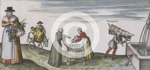 Women gutting fish, 1598. Creator: Unknown.