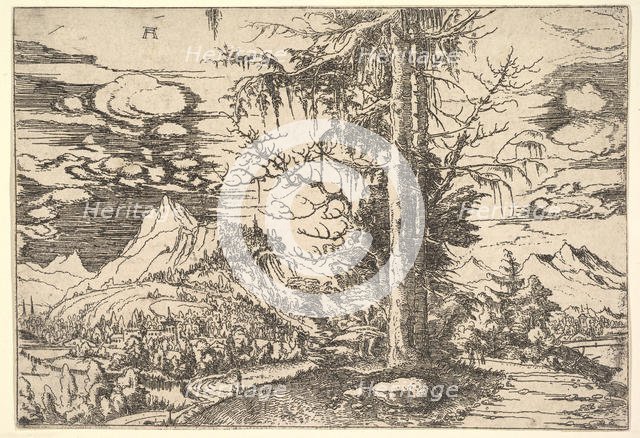 Landscape with a Double Spruce, ca. 1521-22. Creator: Albrecht Altdorfer.