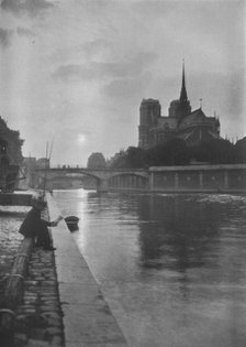 Notre Dame from the river, Paris, 1924. Artist: Unknown.