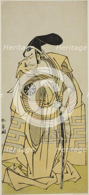 The Actor Nakamura Nakazo I as Kudo Suketsune (?) in the Play Iro Moyo Aoyagi Soga (?)..., c. 1775. Creator: Shunsho.