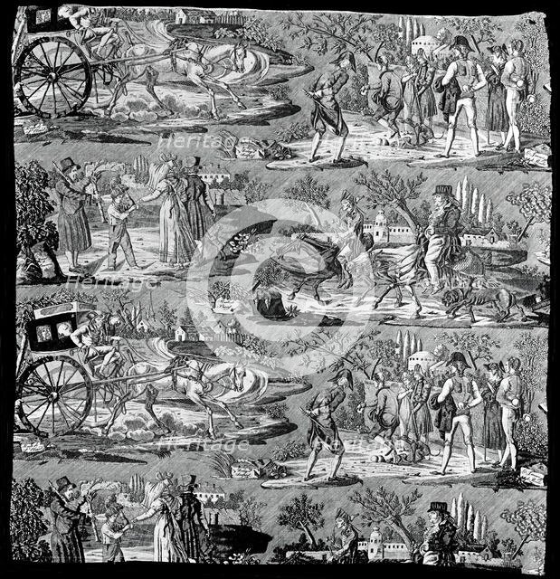 La Route de St. Cloud ou de Poissy (Furnishing Fabric), Nantes, 1822 or after. Creator: Favre-Petitpierre et Cie.