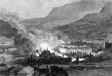 Great fire at Port Lyttelton, Canterbury, New Zealand, 1871. Creator: Unknown.