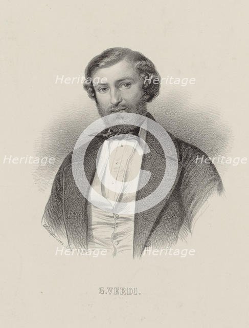 Portrait of the Composer Giuseppe Verdi (1813-1901), ca 1860. Creator: Desmaisons, Émile (1812-1880).