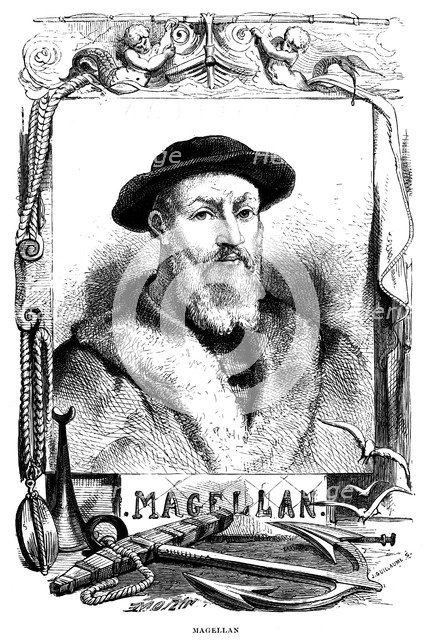 Ferdinand Magellan, 16th century Portugese navigator, 1868.  Artist: Anon