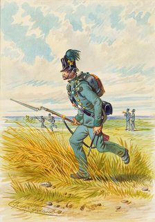 Soldier with bayonet, 1859. Creator: Franz Gerasch.