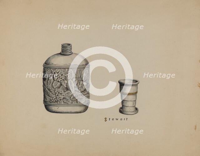 Silver Whiskey Flask, c. 1937. Creator: Robert Stewart.