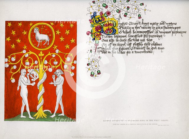 Banner and poem, c15th century, (1840). Artist: Unknown