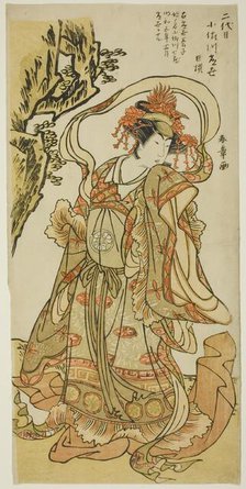Osagawa Tsuneyo II as Itsukushima Tennyo in the Kabuki Play "Tokimekuya o-Edo no...Japan, c. 1780. Creator: Shunsho.