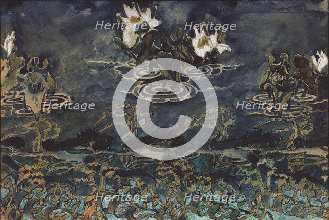 Water Lilies. Artist: Vrubel, Mikhail Alexandrovich (1856-1910)