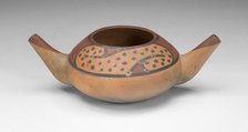 Small Double Spout Bowl with Repeated Curving Motif, c. A.D. 500/700. Creator: Unknown.
