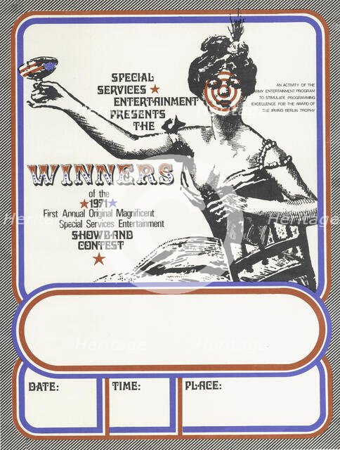 Winners of 1971 First Annual Original Magnificent Special Services Entertainment Showband..., 1971. Creator: United States Army.