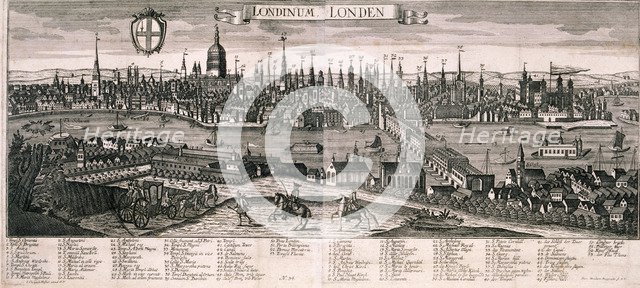 Panoramic view of London, c1730. Artist: Marc Abraham Ruprecht