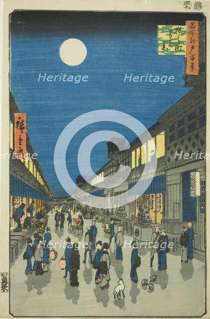 Night View of Saruwaka-machi (Saruwaka-machi yoru no kei), from the series "One Hundred..., 1856. Creator: Ando Hiroshige.