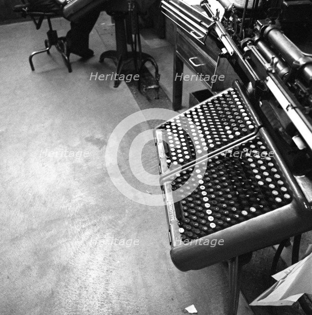 A monotype keyboard at the White Rose Press, Mexborough, South Yorkshire, 1968. Artist: Michael Walters