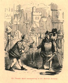 'Sir Thomas Wyatt surrendering to Sir Maurice Berkeley', 1897.  Creator: John Leech.