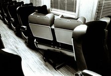 Interior of a passenger car of an automotive train Ter, from the Spanish National Railway Network…