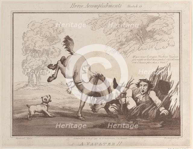 Horse Accomplishments, Sketch 12: A Vaulter !!, August 1, 1799., August 1, 1799. Creator: Thomas Rowlandson.