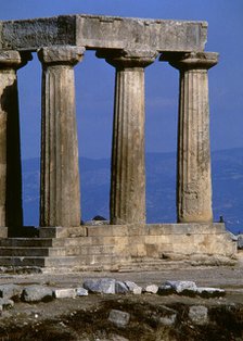 Apollo Temple, Ancient Corinth city, Greece, 540 BC, (2005).  Creator: LTL.