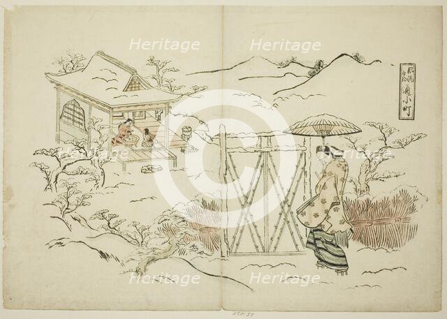 A Modern Version of Shosho visiting Komachi (Furyu Shosho kayoi Komachi), c. 1715. Creator: Okumura Masanobu.