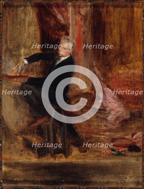 Portrait of the painter Jules Cheret (1836-1933), in his studio, c1892. Creator: Jacques Emile Blanche.