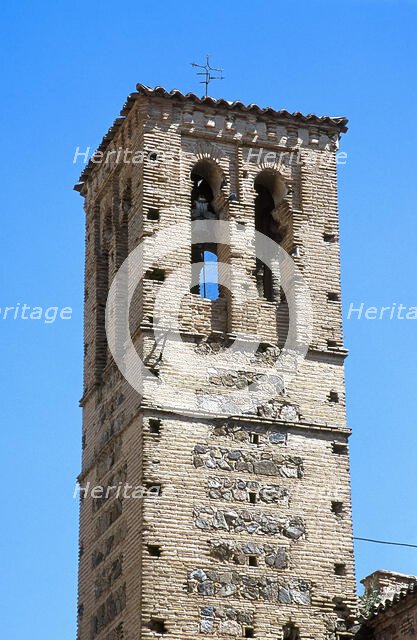 Bell tower, Church of San Sebastián, Toledo, Spain, 2008.  Creator: LTL.