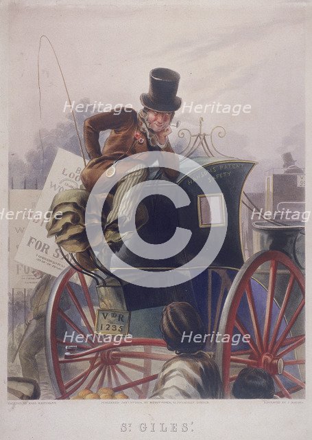 Hansom cab driver, London, 1854. Artist: J Harris