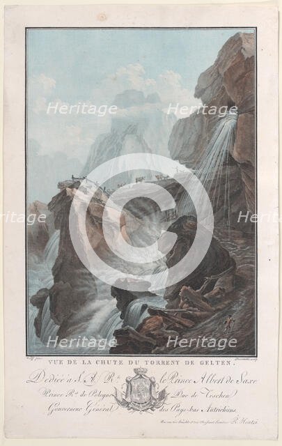 Vue de la chute du torrent de Gelten, 1785. Creator: Charles-Melchior Descourtis.