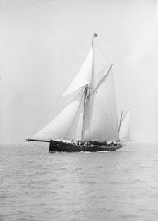 The yawl 'Adelaide' under sail, 1913. Creator: Kirk & Sons of Cowes.