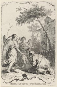 Abraham Kneeling before the Three Angels, c. 1745. Creator: Joseph Wagner.