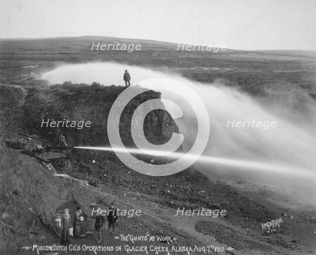 Miocene Ditch Company's mining operations on Glacier Creek, 1910. Creator: Lomen Brothers.