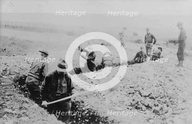 Marines dig a trench (France), 23 Jan 1918. Creator: Bain News Service.