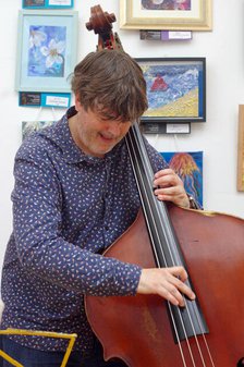 Andy Cleyndert, Eriko Ishihara Trio, Clocktower Cafe, Croydon, London, August 2024. Creator: Brian O'Connor.