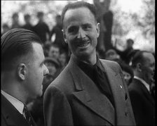 Oswald Mosley with a Crowd, 1930s. Creator: British Pathe Ltd.