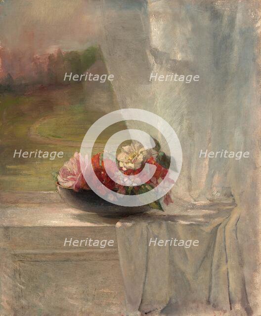 Flowers on a Window Ledge, c. 1861. Creator: John La Farge.