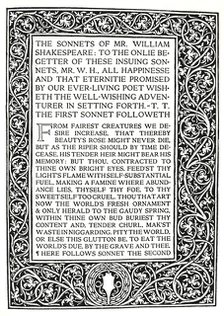 'Riccardi Press: Page from Sonnets of Shakespeare, c.1914. Artist: Herbert Percy Horne.