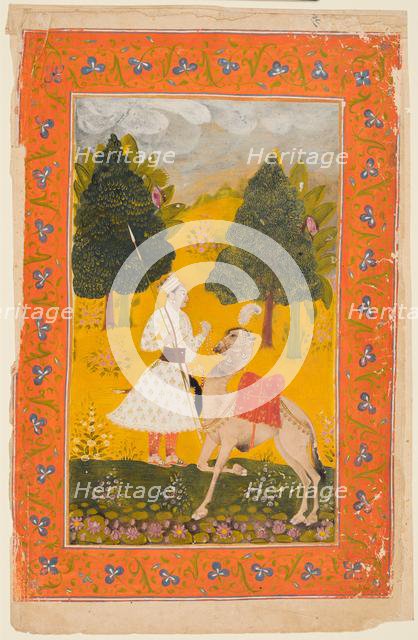 A Rajput Warrior with Camel, Possibly Maru Ragini from a Ragamala, 1650-80. Creator: Unknown.