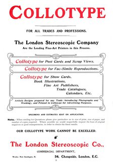 An advert for the Collotype process offered by The  London Stereoscopic Company, 1903. Artist: Unknown.