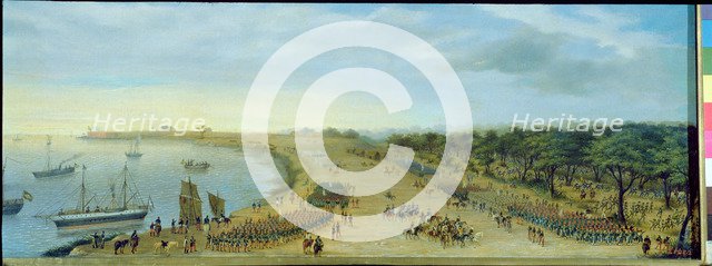 Arrival of the allied army to Itapirú, 1866, oil.