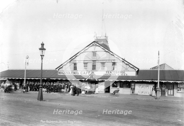 Mazzoleni's Cafe, the Pier, Herne Bay, Kent, 1890-1910. Artist: Unknown
