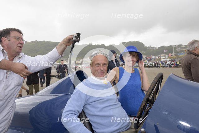 Don Wales and Blue Bird fan Claire Meadows Pendine Sands 2015. Creator: Unknown.