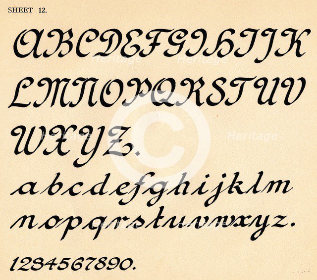 Sheet 12, from a portfolio of alphabets, 1929. Artist: Unknown.