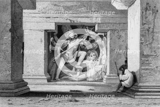 'Dus Awtar, Caves of Ellora', 1834. Creator: George Cattermole.