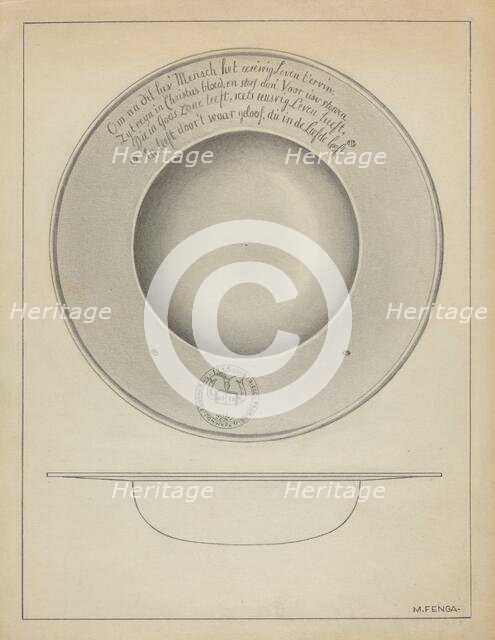 Silver Baptismal Basin, c. 1936. Creator: Michael Fenga.