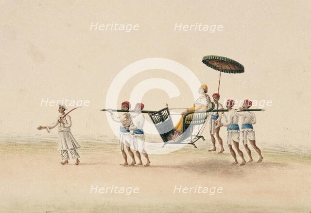 A Man on a Sedan Chair, c1825. Creator: Unknown.