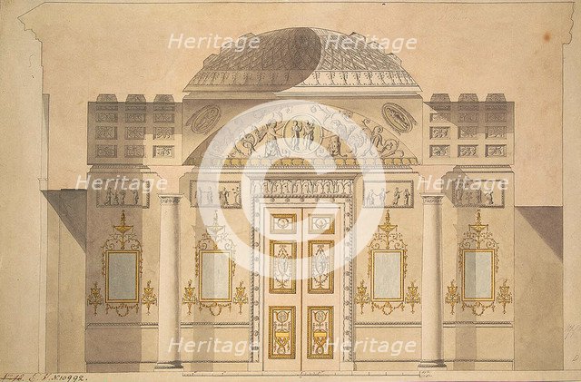 Elevation of the Mirror Wall in the Jasper Study of the Agate Pavilion at Tsarskoye Selo. Artist: Cameron, Charles (ca. 1730/40-1812)
