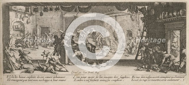 The Miseries and Misfortunes of War, folio 5: Plundering a large Farmhouse, 1633.