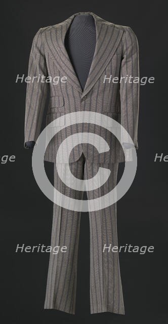 Brown pin-striped suit worn by Sammy Davis Jr., 1970s. Creator: Certo's Custom Tailors.